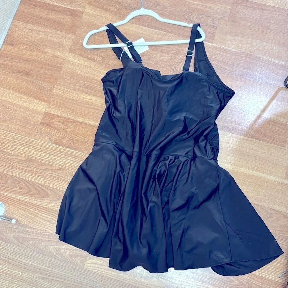 EoMENIE Black Pullover One-Piece Swimsuit Size 20W Adjustable Straps Padded Bra - Picture 8 of 12
